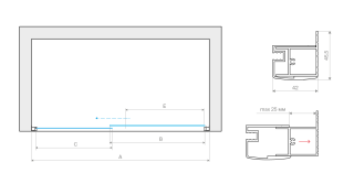 Шторка на ванну Vegas Glass ZV Tur Novo 170 09 01 профиль золото, стекло прозрачное (высота 1400мм) регулировка 168-173